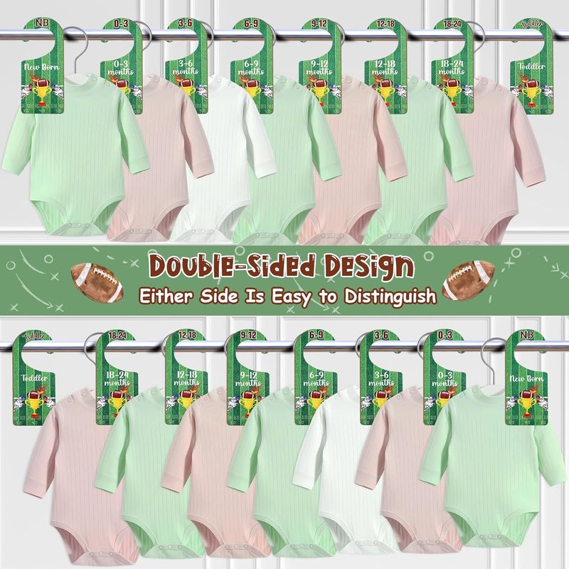 CORNER LACE Baby Closet Dividers 8PCS, Football Theme Wooden Double-Sided Clothes Size Hanger Organizer from Newborn to Toddler for Nursery Decor Baby Shower Birthday Gift - Image 4